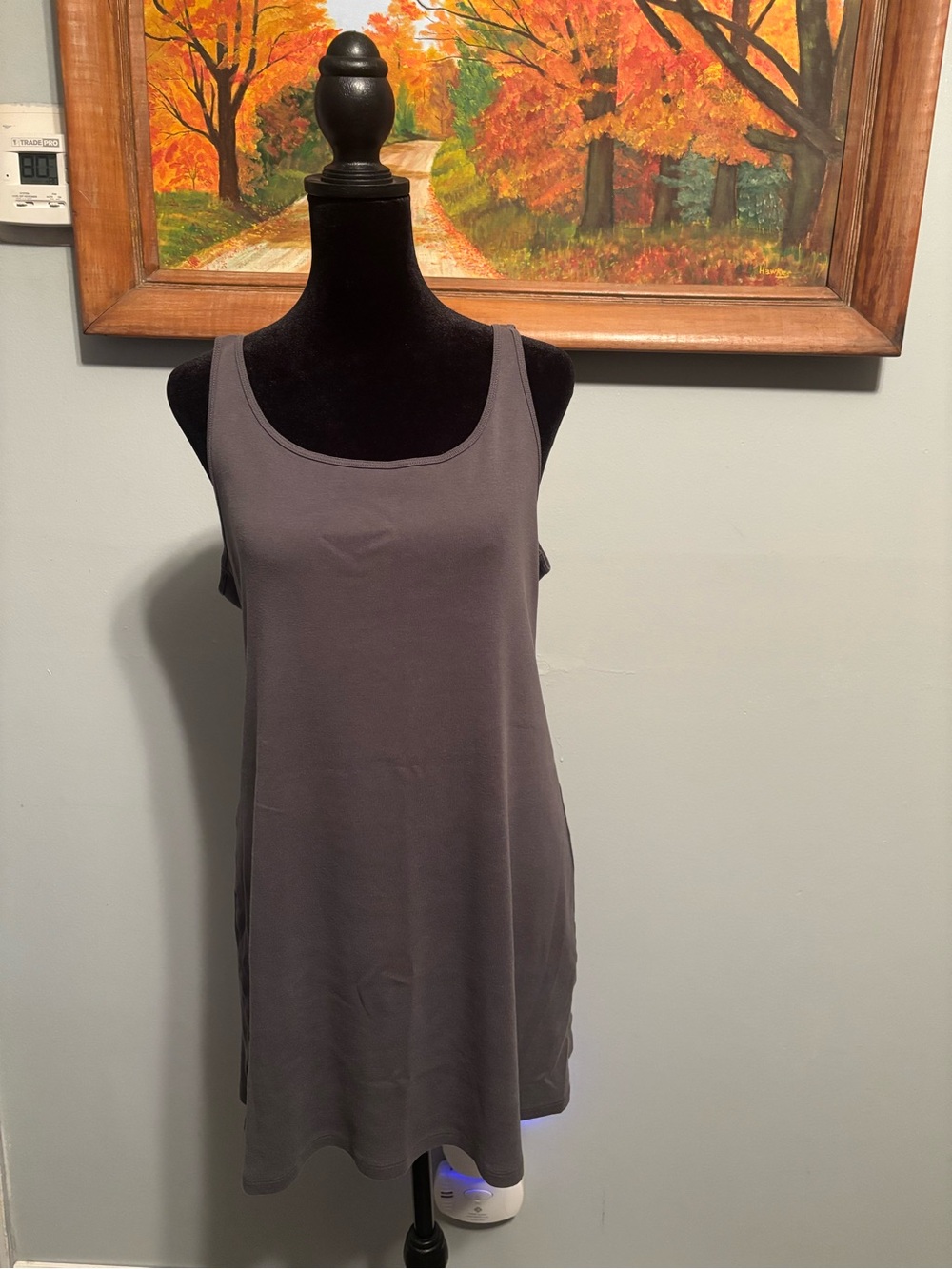 Eileen Fisher Women’s Dark Charcoal Scoop Neck Tank Top Sz XL